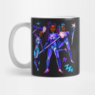 Black African American anime superhero girls from outer space brown skin black women Mug